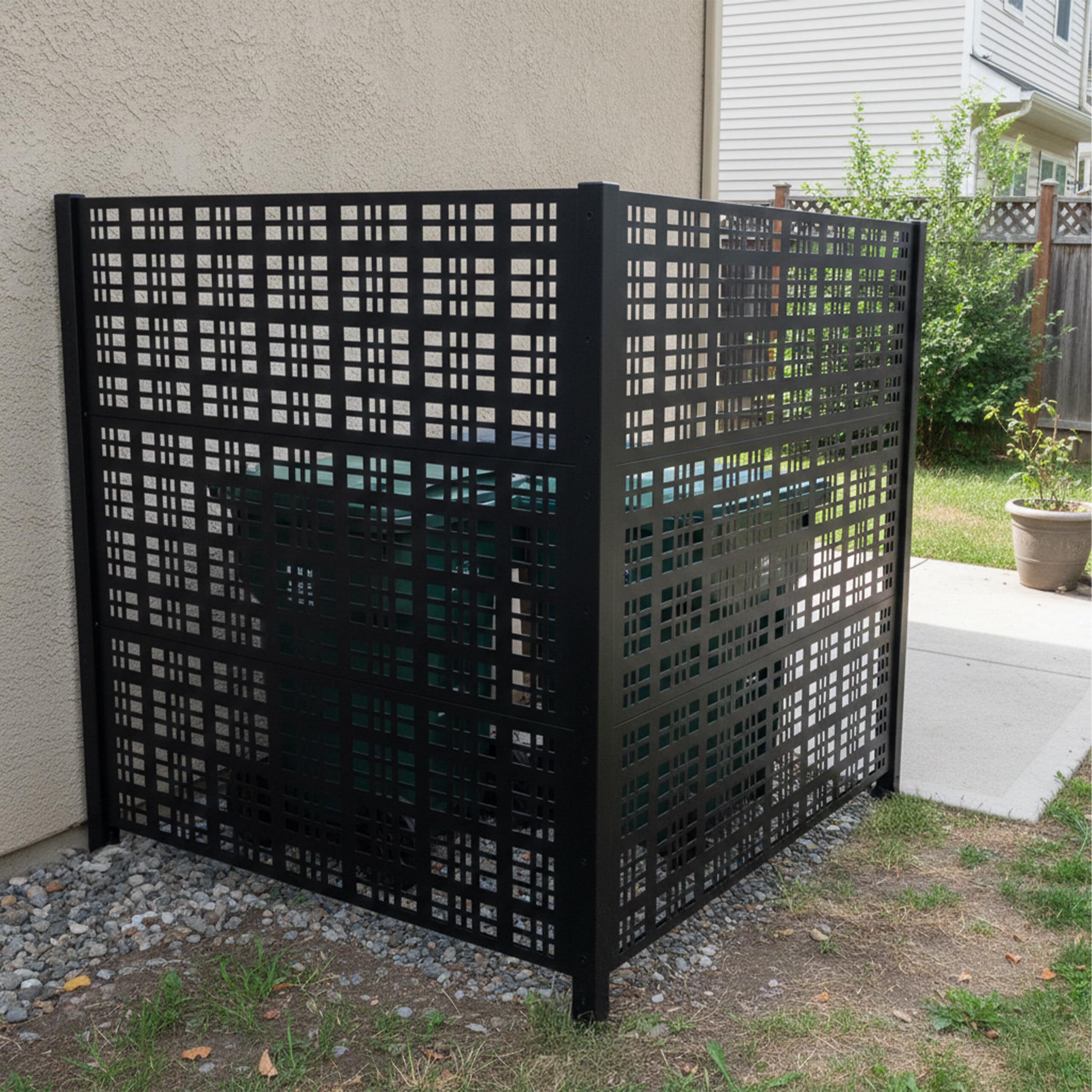 Relaxdays Cache-poubelles Carré en Panneaux Modulaires 120x120 cm Noir