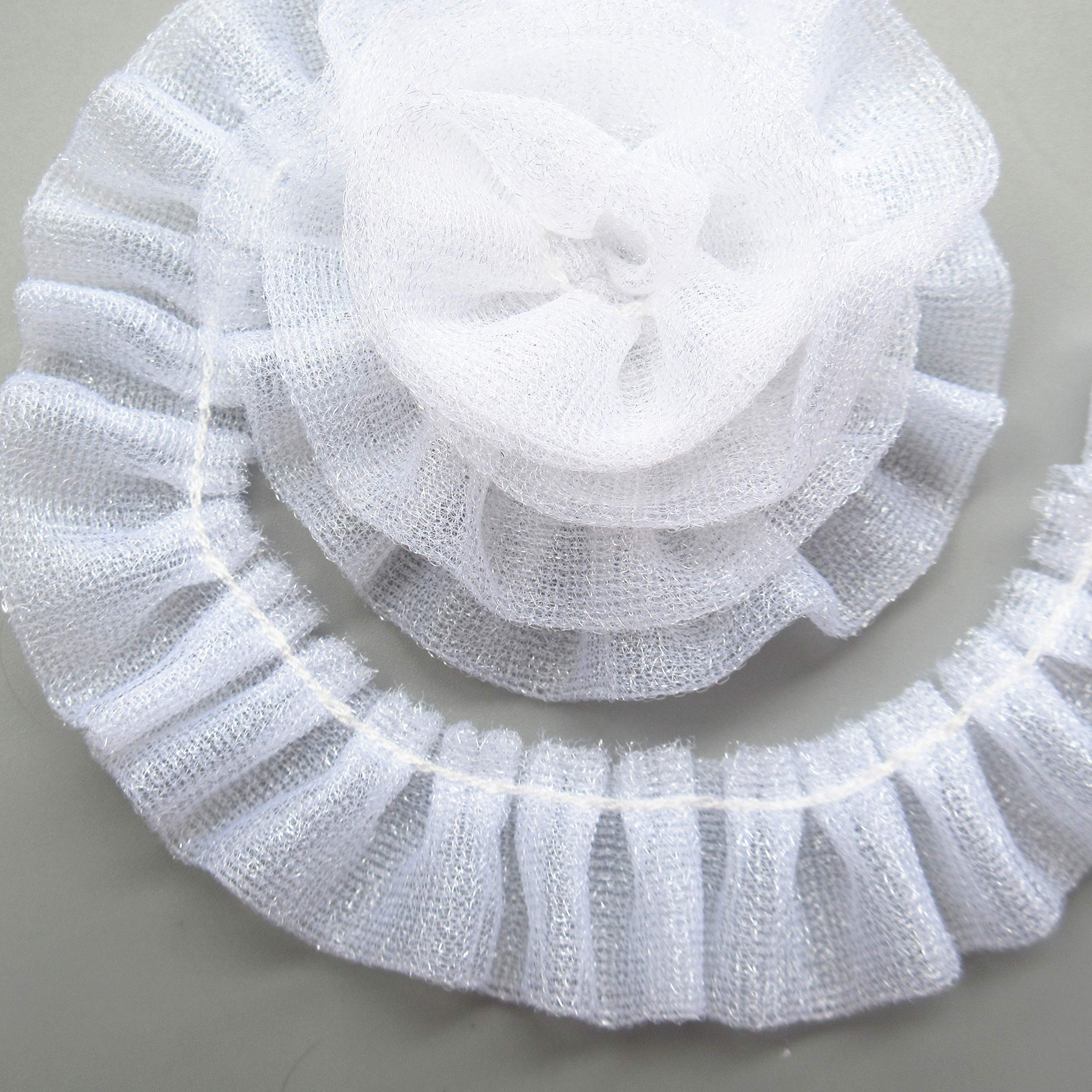Nastro In Pizzo Plissettato Vintage MAYJOYDIY, Bianco, 20m X 2.5cm | Per Tende, Cucito, Abiti Da Sposa E Decorazioni Fai Da Te