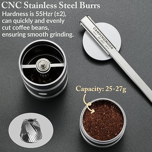 Miniatura 3 de CAMPINGMOON - Molinillo de café manual portátil, rebabas de acero inoxidable, mango plegable, molinillo de mano para campamento y viajes CC-115,