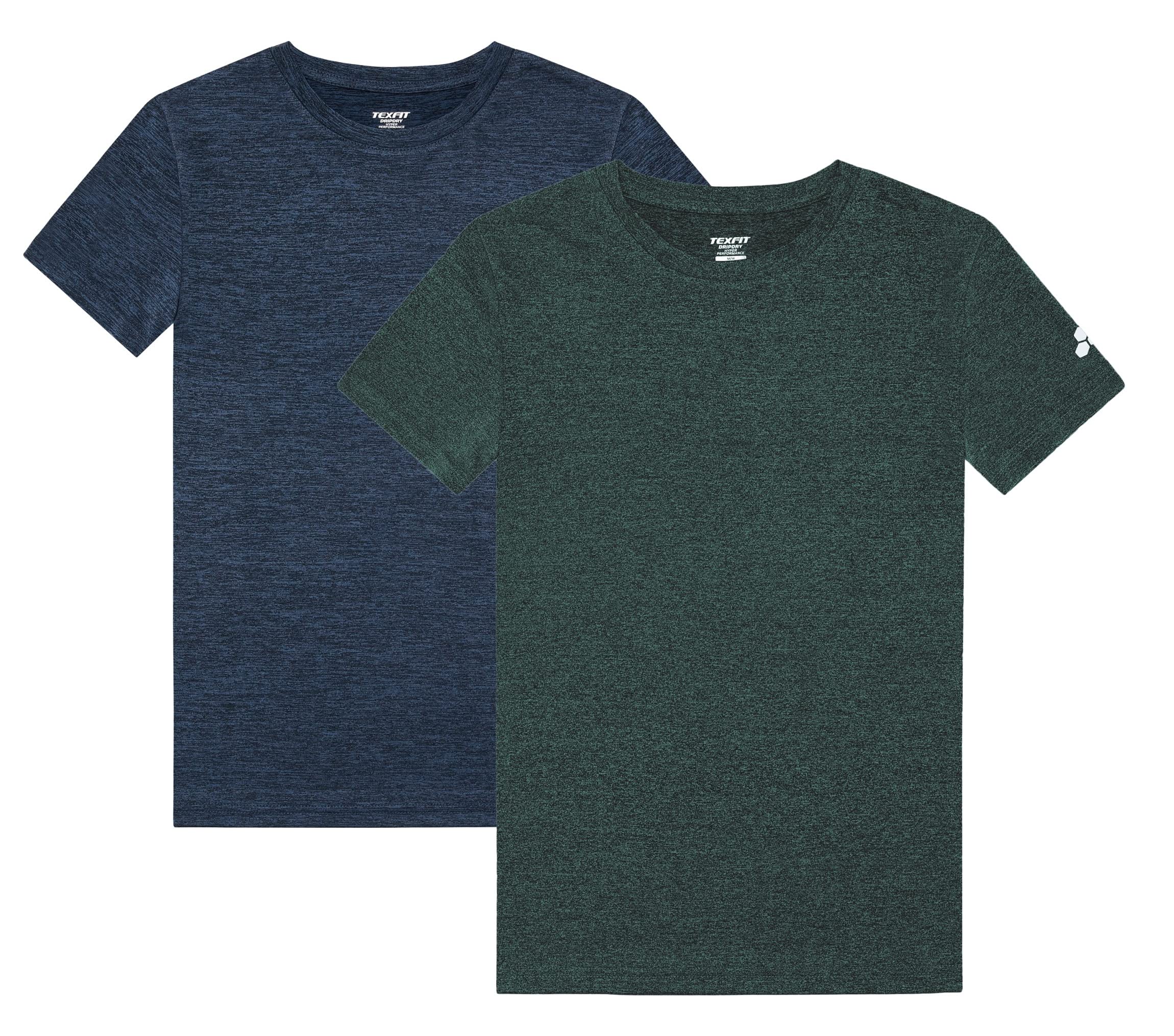 TEX2FIT 2-Pack Athletic Kids T-Shirts, Boys Short Sleeve Tee Shirts with Quick Dry Tech Stretch Fabric (2pcs Set)