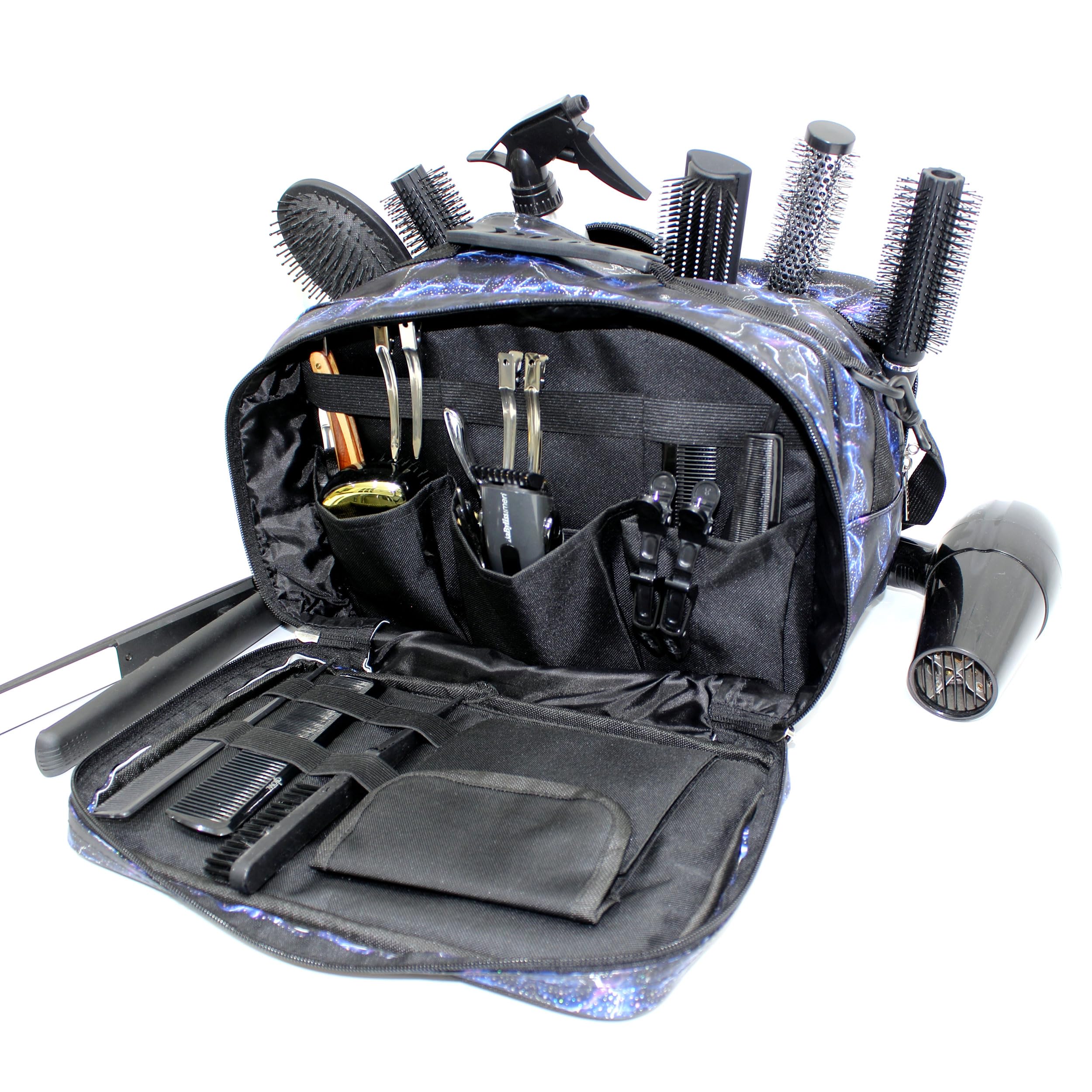 Kassaki Hairdressing Bag, Barber Tool Kit Organizer with Multiple Zip Pockets-Scissor Loops & Compartments - Image 3