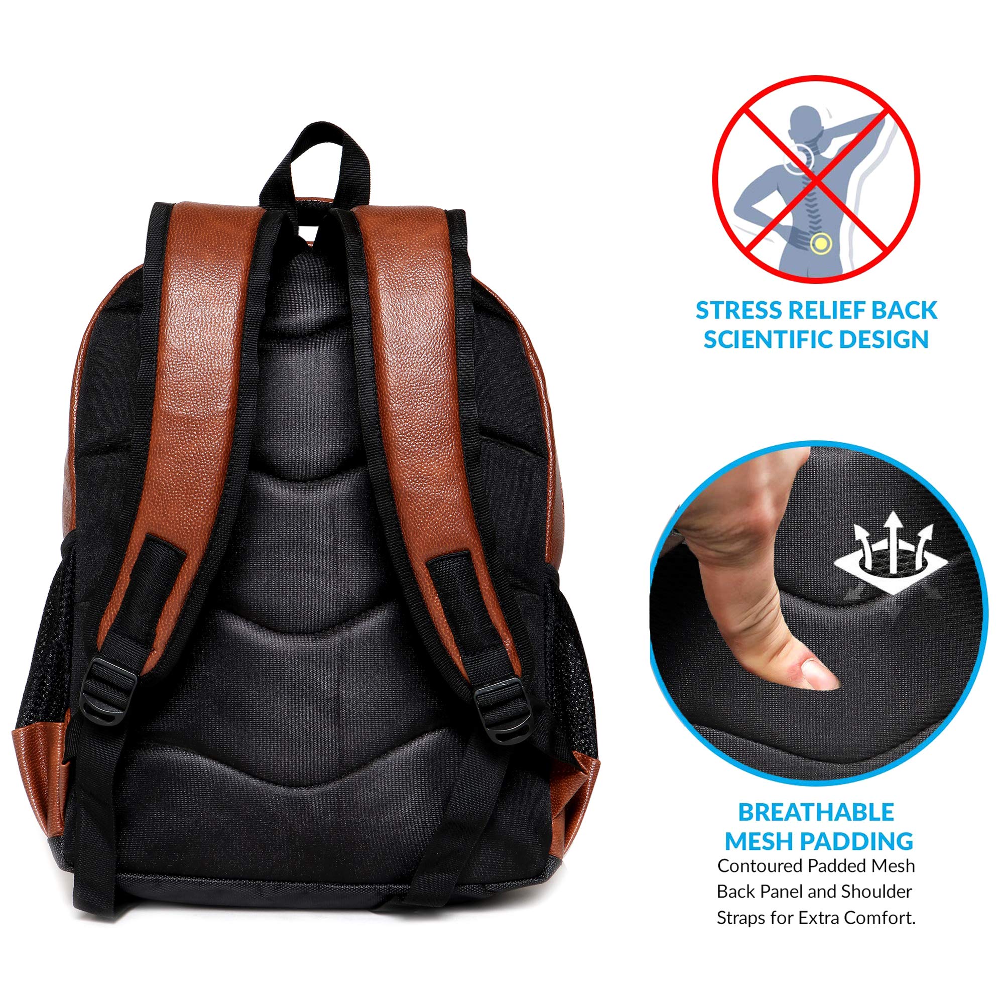 Bagneeds 20 Litres Leather School/College & Travel Laptop Backpack For Unisex - Tan 3
