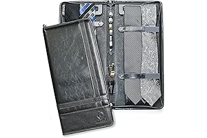 Tie Case Travel Organizer for Men with Bonus Cufflinks Storage and Collar Stays Slots