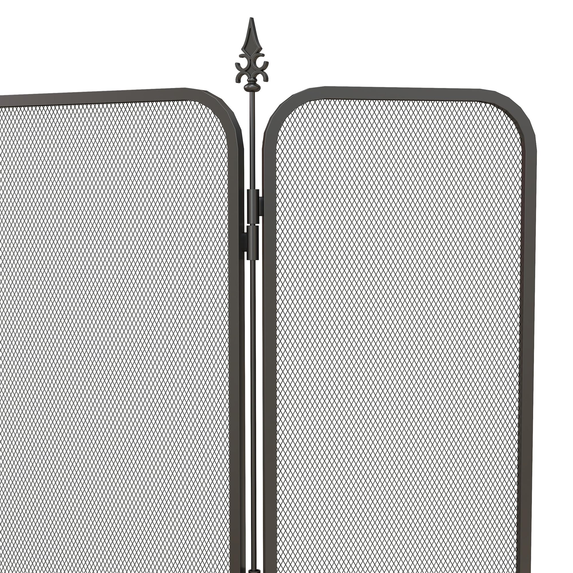 HOMCOM Pare feu cheminée Pliable 3 Panneaux, Pare-étincelles, Grille de Protection en Maille de métal 96x1,3x56 cm Noir