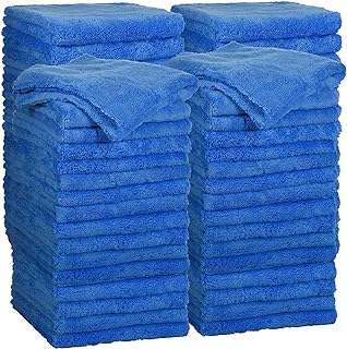 Shimeyao 30 Pcs Edgeless Microfiber Towels for Cars Detailing Drying Wash Polishing Towel Plush Absorbent Microfiber Rags Plush Microfiber Cleaning Cloths for Cars, 500 GSM, 16 x 16 Inch (Dark Blue)