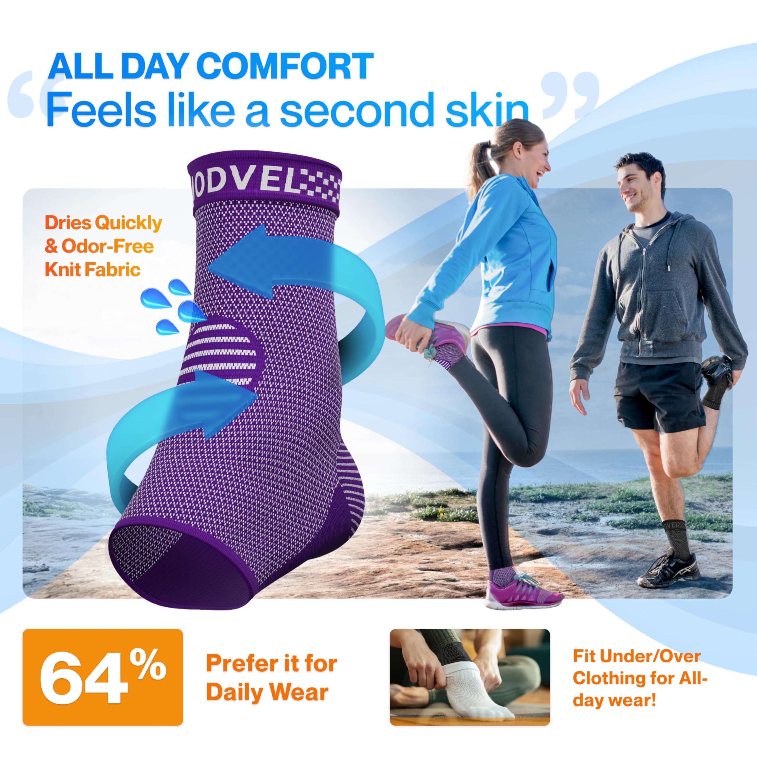 Modvel Foot & Ankle Brace Socks for Sprained Ankle Compression Sleeve - Foot Support for Women & Men - Tendonitis & Arthritis Ankle Brace Sports Running, Torn Ligaments & Women Stabilizing Ankle Wrap