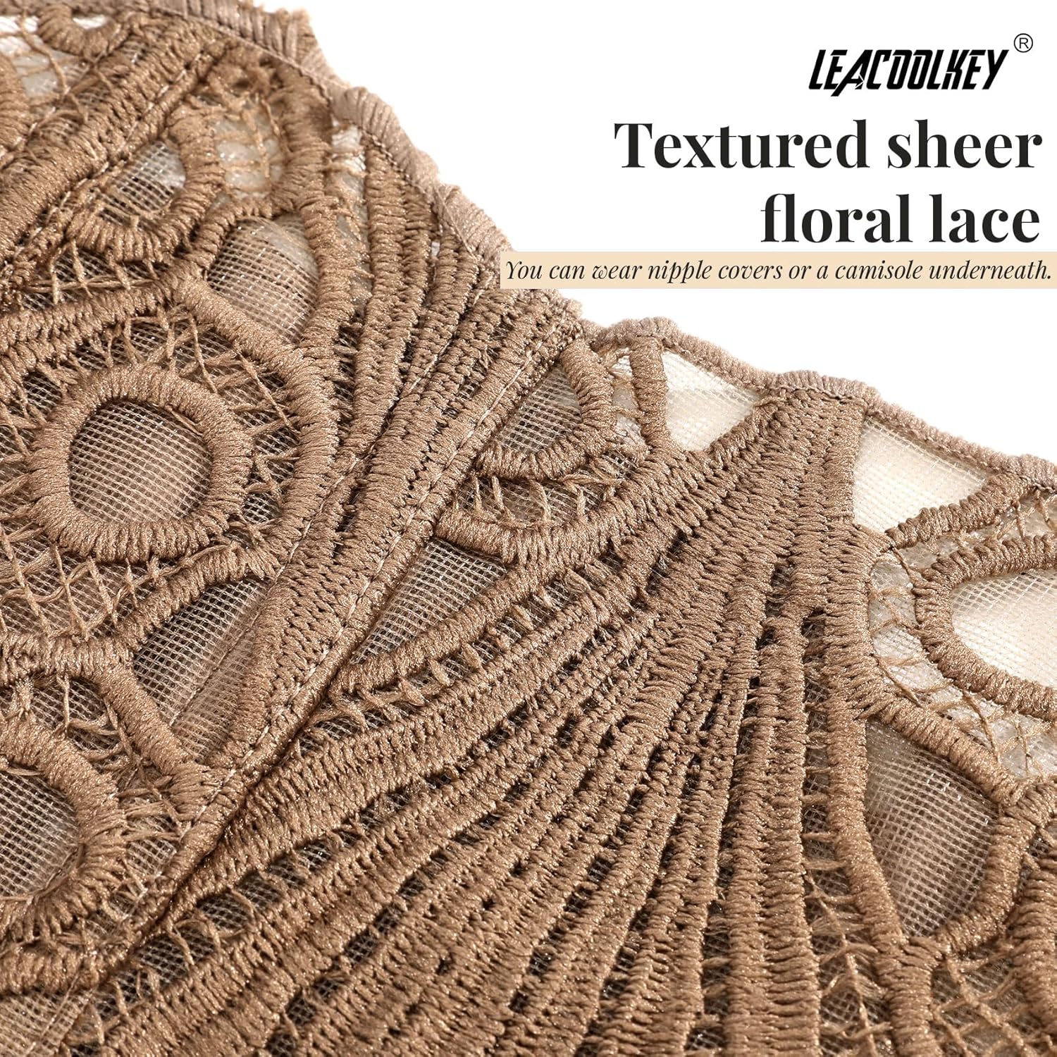 LEACOOLKEY Lacework Corset Top for Women Sexy Textured Sheer Floral Lace Bustier Going Out Lace-up Corset Overbust Top - Image 3