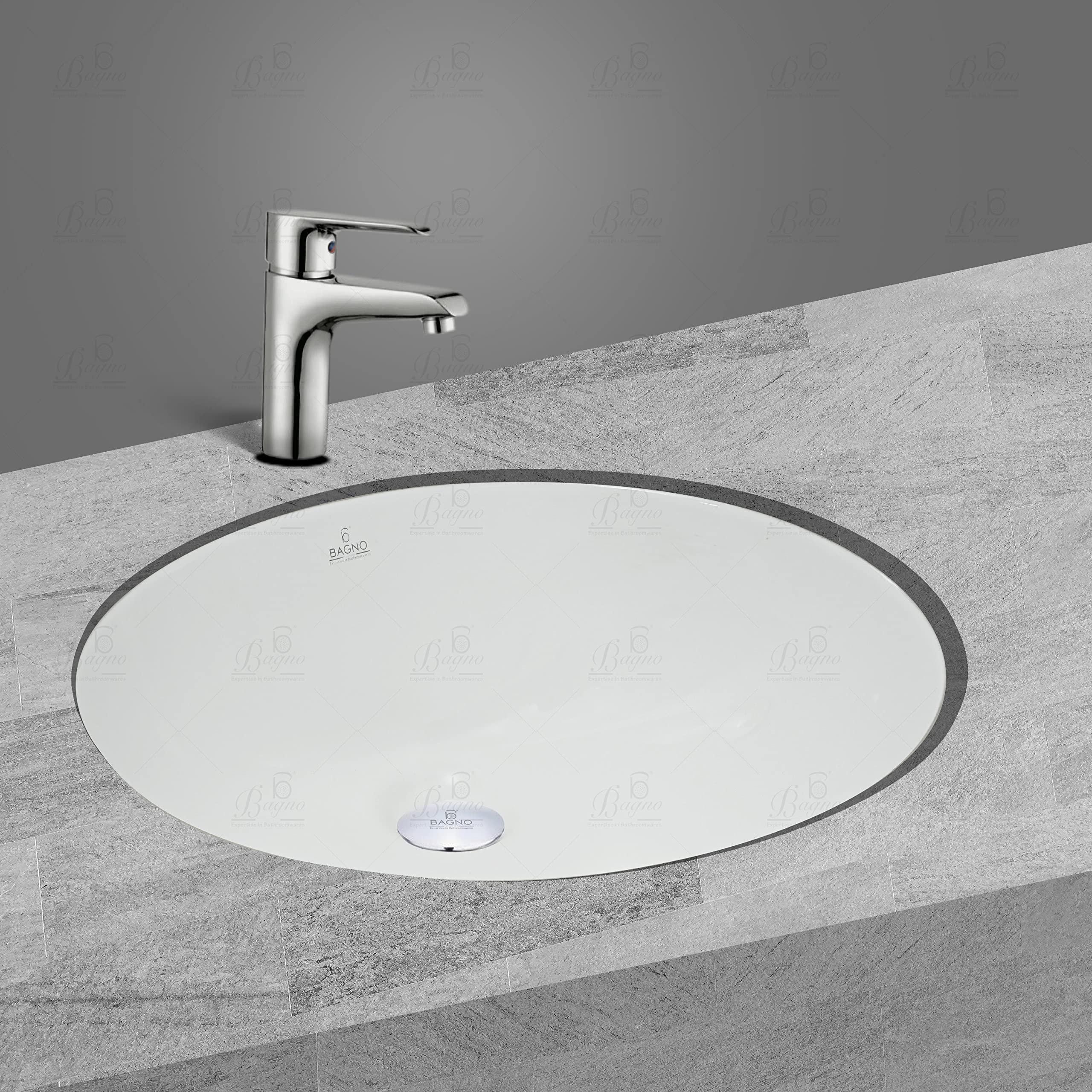 B BAGNO Under Counter Wash Basin C03, Ceramic White Wash Basin C03,
