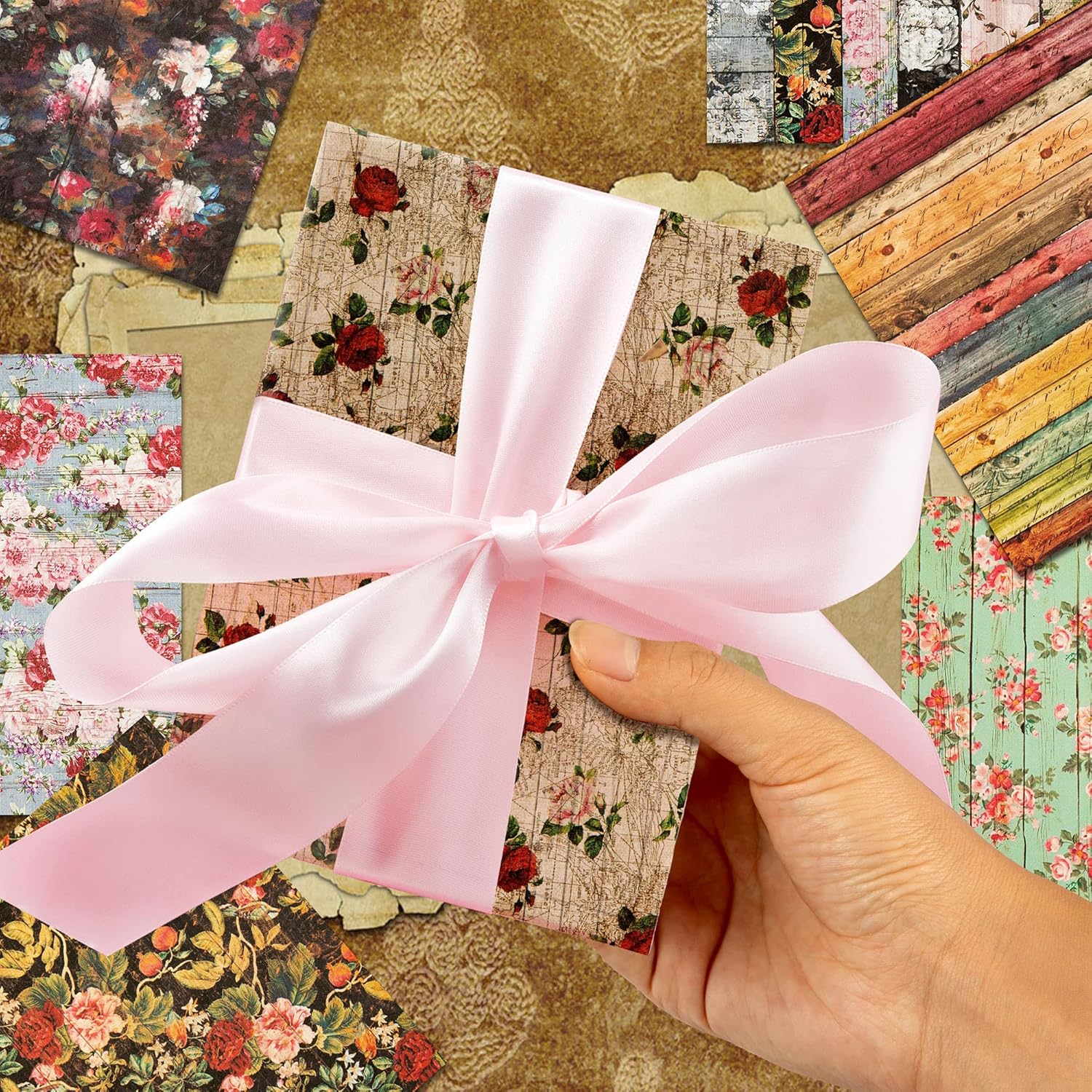 Buy VONDY Cardstock Paper Pad 6x6 Pink, Red Floral Pattern Scrapbook