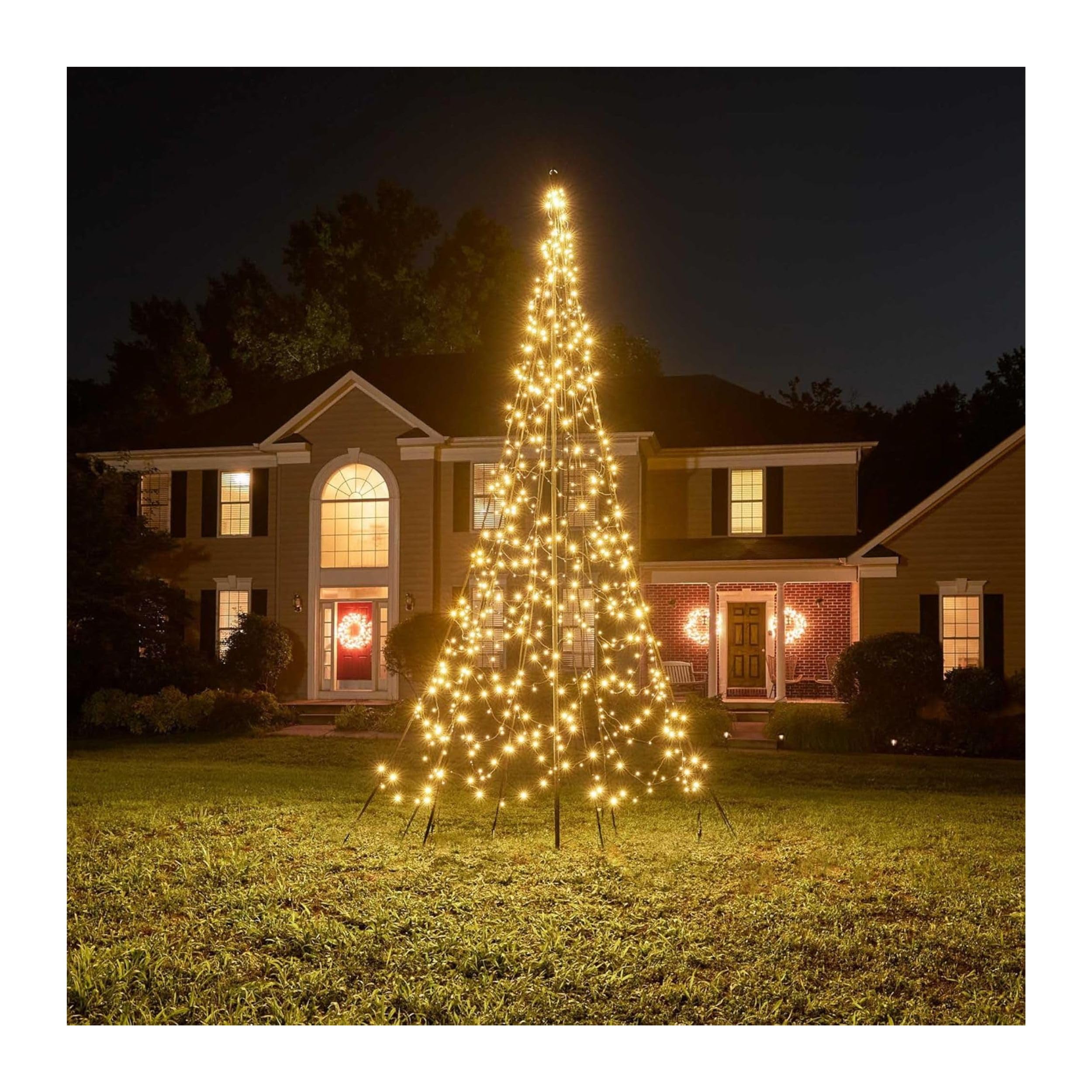 Fairybell LED-Weihnachtsbaum für draussen - 4 Meter - 640 LEDs - Weihnachtsbaum inklusive Mast - Warmweiss
