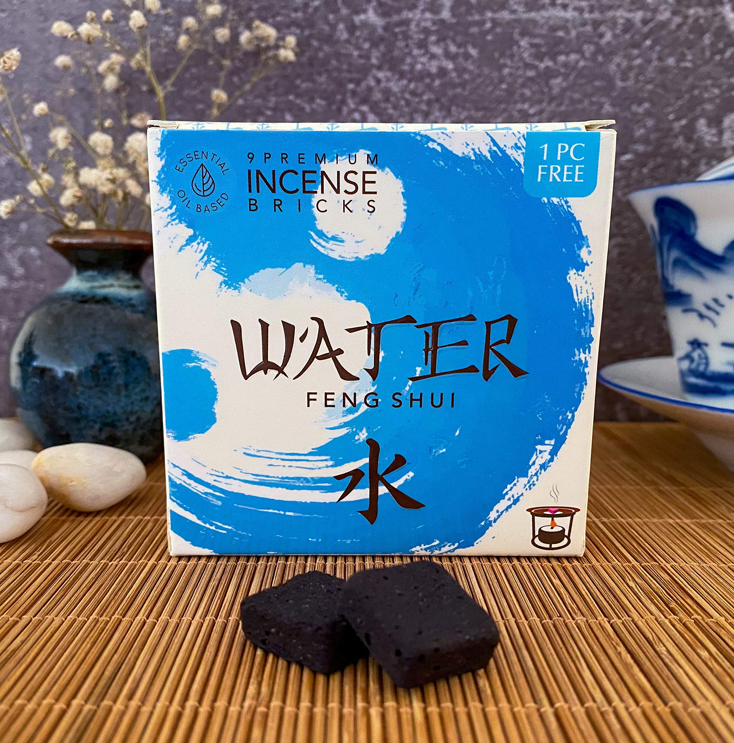 Water Element - Feng Shui Incense Bricks by Aromafume | 3 Trays x 9 Bricks | Create Better Feng Shui | Balance the Water Element | Induce Purity, Flow & Abundance | Refill pack | Low-Smoke & Non Toxic