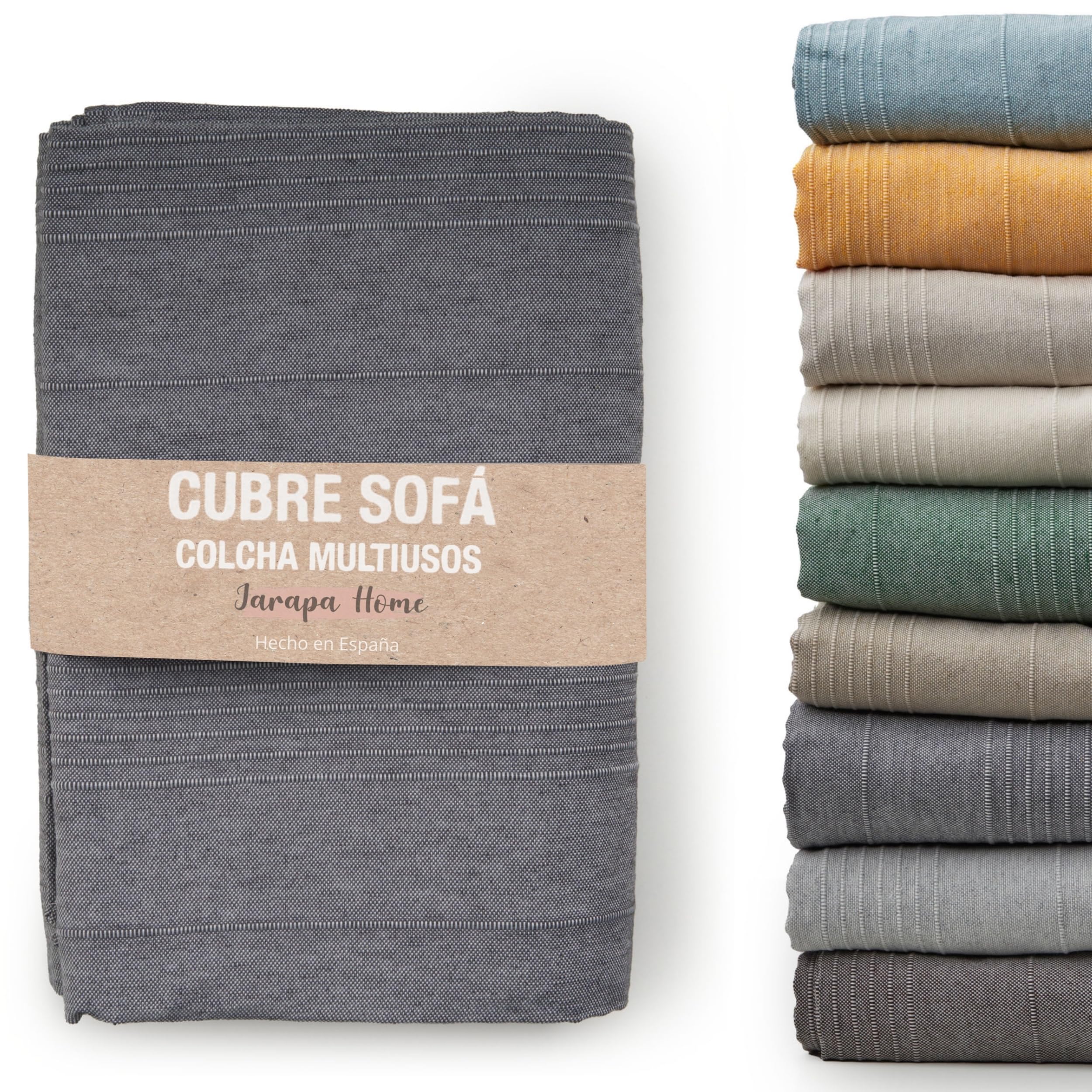 Colcha cama y colcha multiusos para sofás, colchas blancas. Plaid multiusos, cubre sofá, tejido resistente y de calidad, hecho en España. Colchas cama 150 modernas, 135, 90. (Gris oscuro, 140x180 cm)
