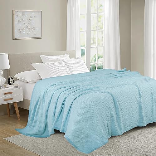 Miniatura 4 de Cobija TreeWool liviana de algodón, de cuidado fácil, suave, cómoda y cálida (king size,90 x 108 pulgadas, tejido reticular)