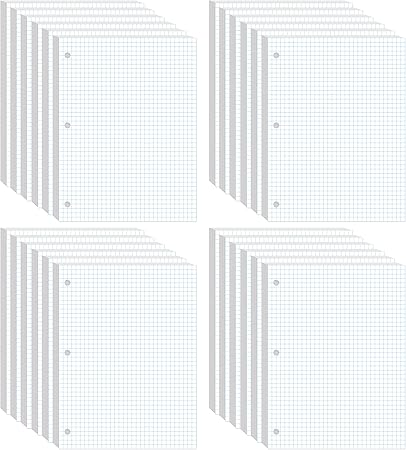Graph Paper, Loose Leaf Graph Paper, 4 x 4 An Inch Quad