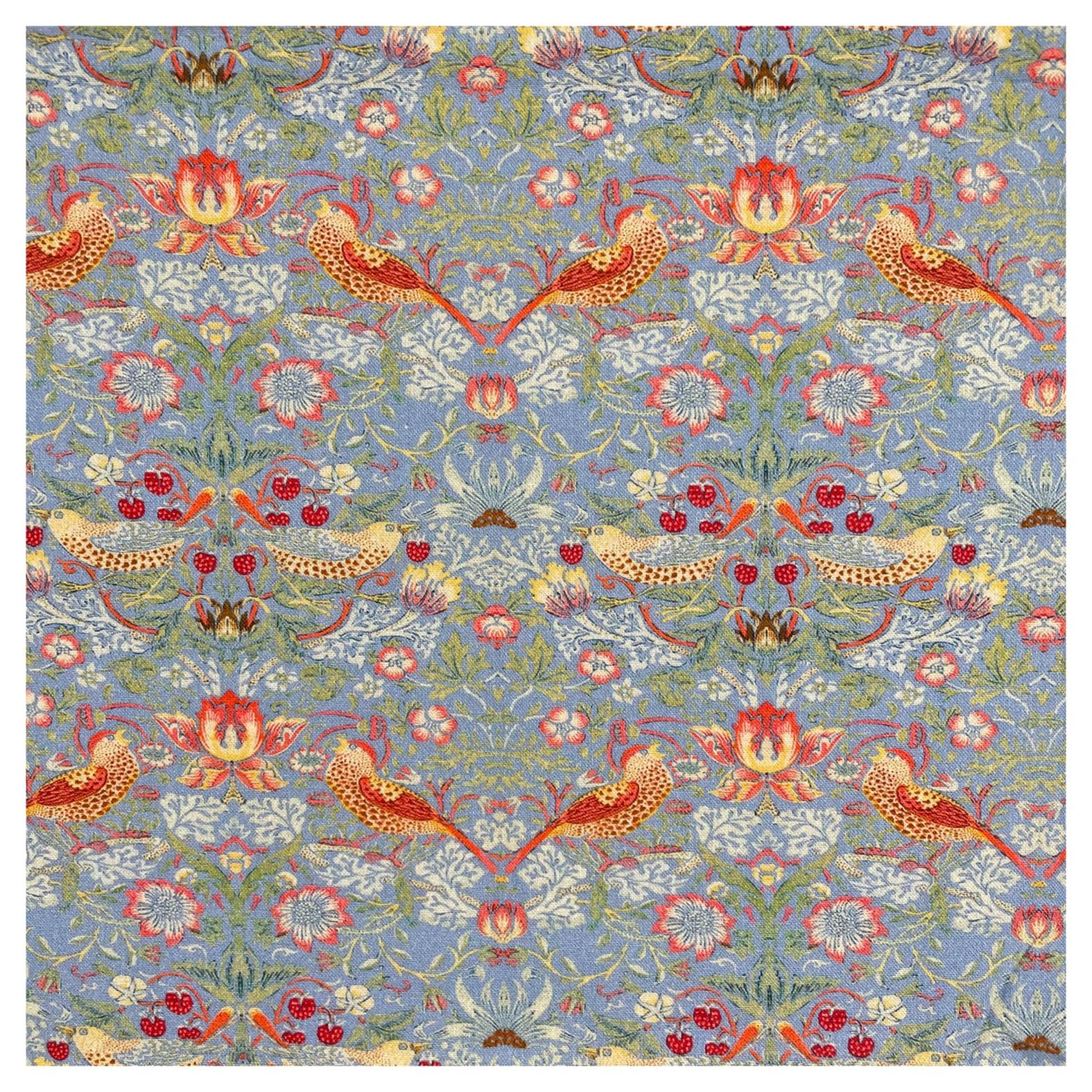TheFabricTrade 100% Cotton Fabric Digital Printed Material William Morris Strawberry Thief Azure Classic Design - Ideal for Arts & Crafts, Sewing, Quilting - 5 Metre (500cm x 140cm)