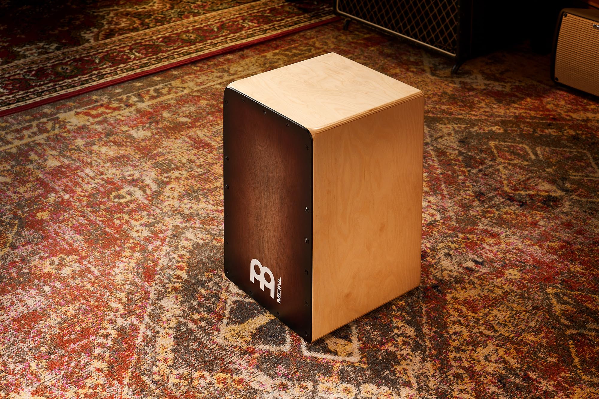 Meinl Percussion Woodcraft Cajon Instrument - Grande Drum Box con Suono Snare e Suono Basso Profondo - Superficie di Suono Espresso Burst (WC100EB)
