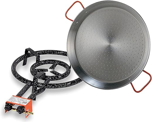 Garcima 70002 Paella 400 + Paella 42, Black and Silver, with Non-Stick Coating, 43 x 71 x 11 cm