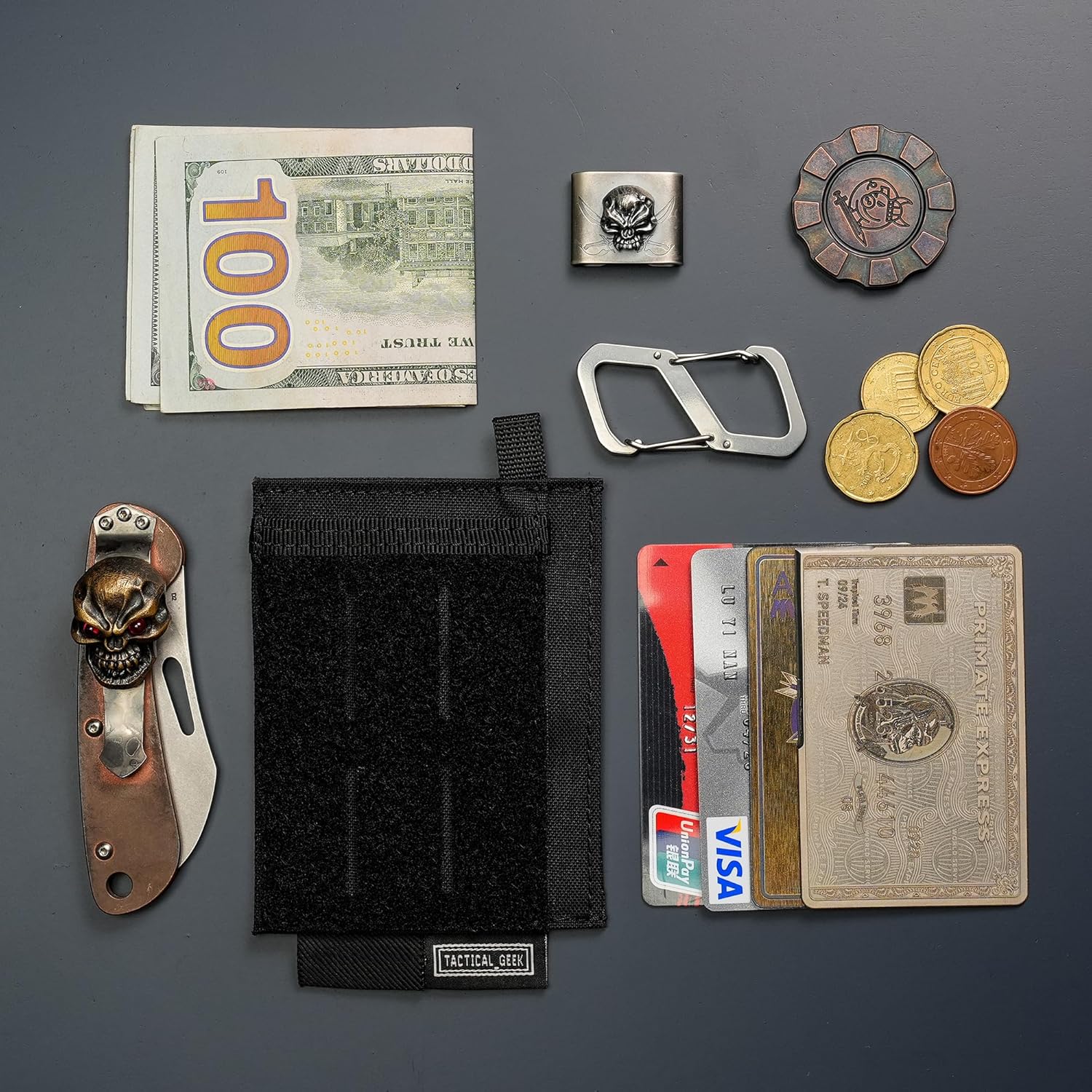 TACTICAL GEEK EXT5 EDC Slim Storage Pouch, Sleek, Lightweight Card Organizer with Nylon Fabric, Credit Card Pocket, Hidden Slot, Versatile Small Gear and Coin Storage (Black)