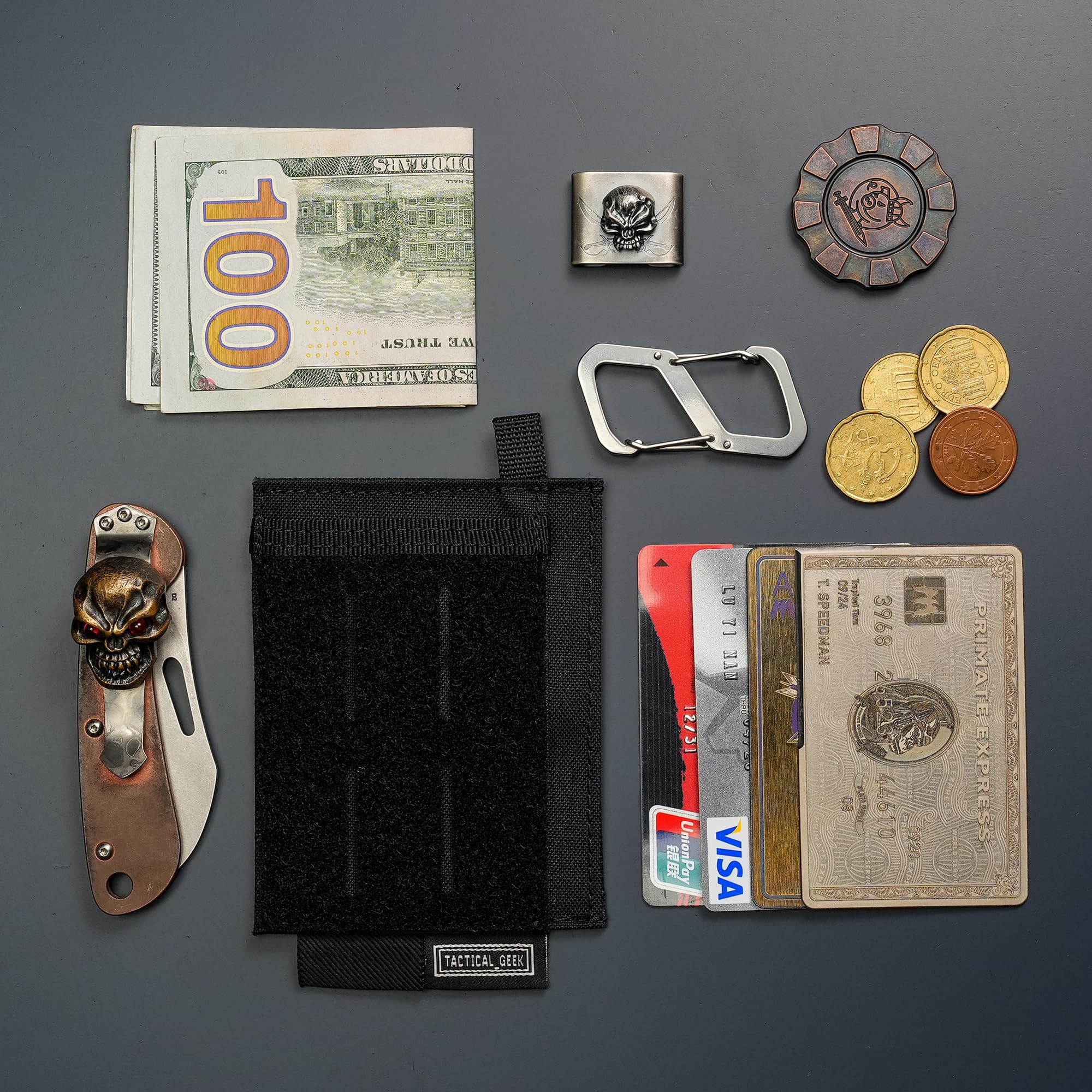 Mini Porte-Monnaie Homme Nylon Petit Organisateur de Poches Taille de la Paume 6 Compartiments pour Cartes, Compartiment pour Carte d'identité, Compartiment pour Billets, pour Petite Monnaie