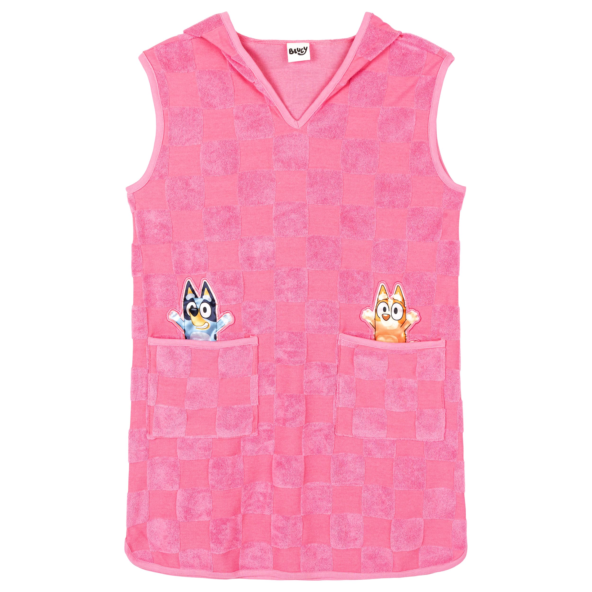 Bluey Girls Loop Terry Cloth Hooded Swim Coverup Toddler to Big Kid Sizes (2T - 10-12)