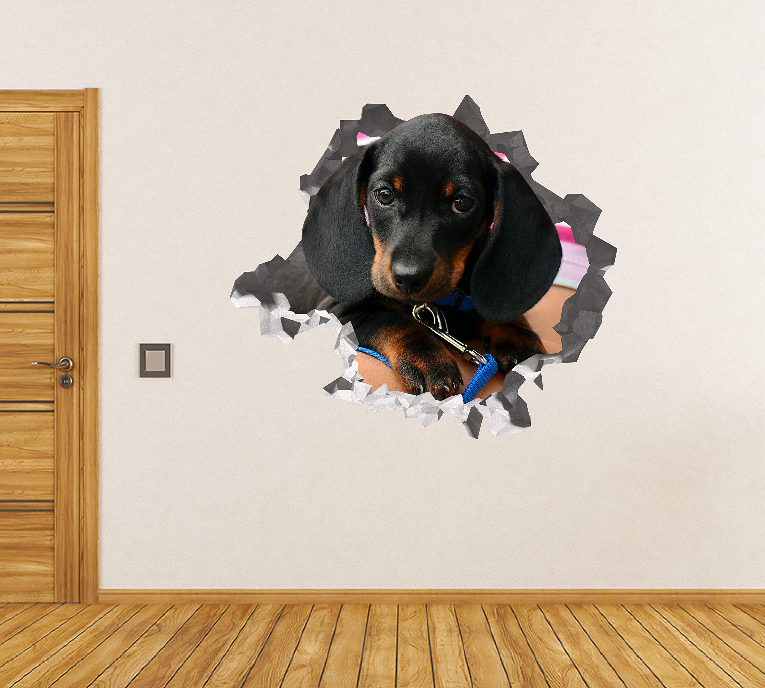 Cachorro Dachshund Pegatina - Calcomania Animales - Decoración de Cuartos Niños - Sticker de Cachorro - Decoración Infantil - JS357 (Gigante: 127 cm x 117 cm)