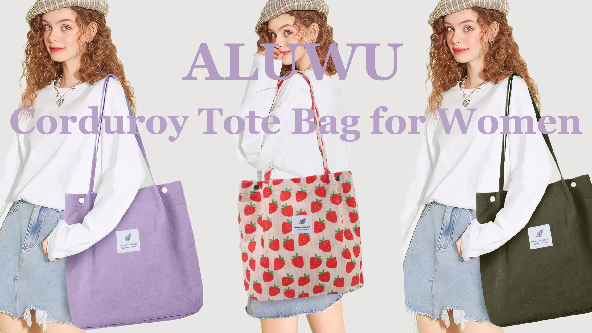 Bolso Tote de Pana para Mujer Pequeño con Bolsillo Interno miniatura 6