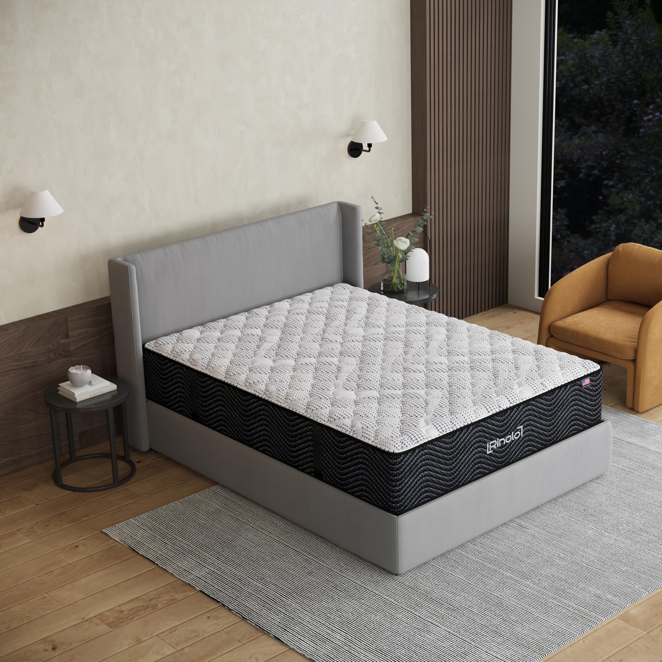 RINOLO Queen Mattress 12 Inch Extra Firm Hybrid with Cooling Gel Memory Foam & Innerspring, Supportive for Back & Stomach Sleepers, CertiPUR-US