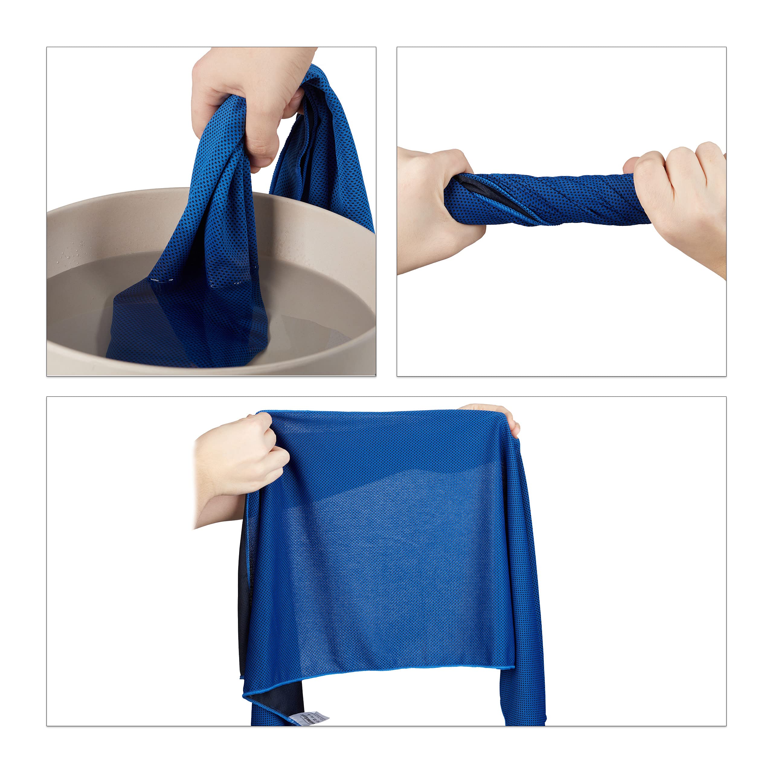 Relaxdays Serviette rafraichissante, Jeu de 20, Micro Fibres, pour Le Cou, Sport, 90x 30 cm, Noir
