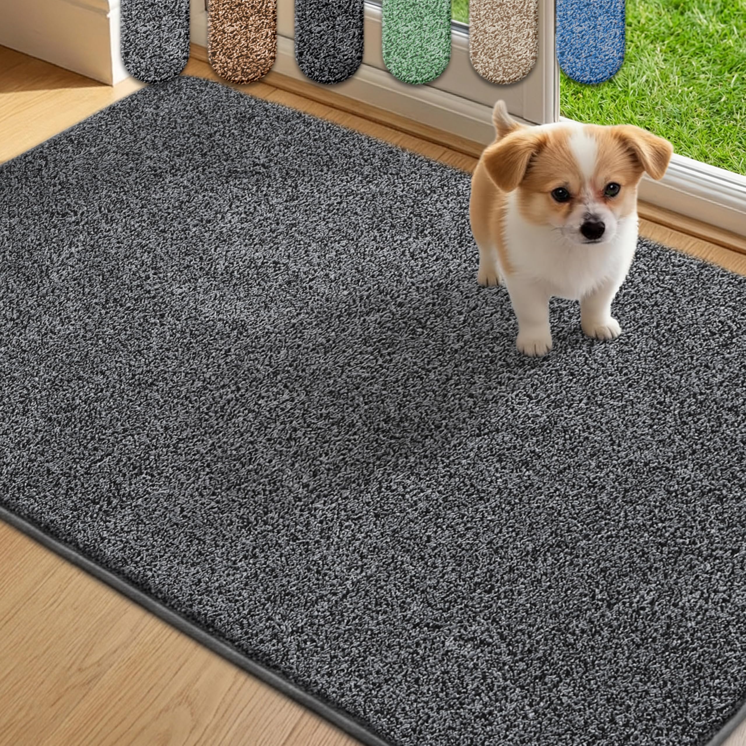 Mibao SoftStep Luxus Schmutzfangmatte 90x150 cm – Waschmaschinenfeste Fußmatte für Innen, rutschfest & Saugstark – Geeignet für Haustür und Flur – Grau