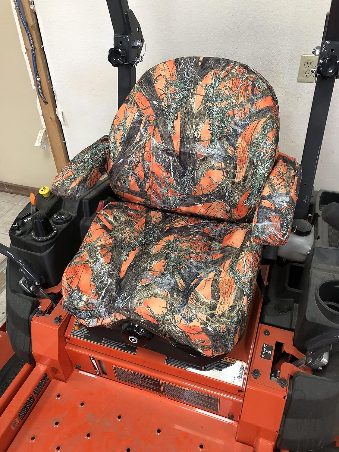 Durafit Seat Covers, Custom Fit Kubota Seat Cover for 2021 and Newer for KUBOTA Zero Turn Mowers Z422 Series in Orange Camo Waterproof Endura Fabric