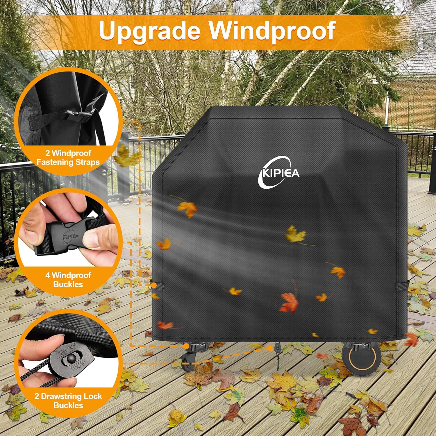 Kipiea Heavy Duty Grill Cover for Traeger Timberline 850, 600D Oxford Fabric Wood Pellet Smoker Covers Waterproof & Windproof, Pellet BBQ Grill Cover for Outside Anti-UV, No Tear, No Fading