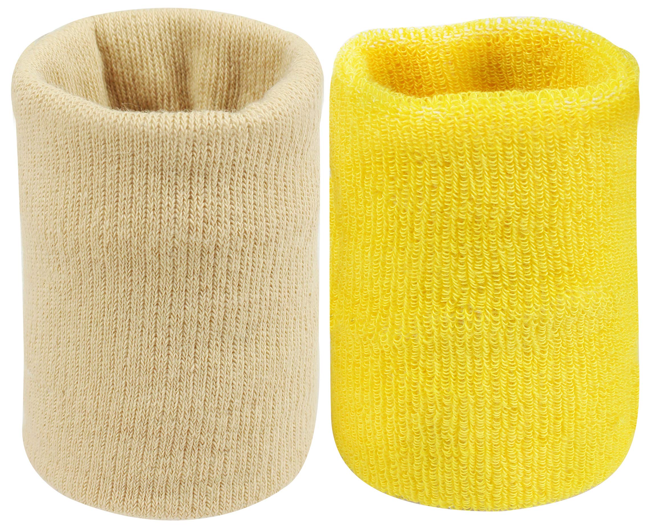 Neska Moda Unisex Beige and Yellow Pack of 2 Cotton Wrist Band-image-49
