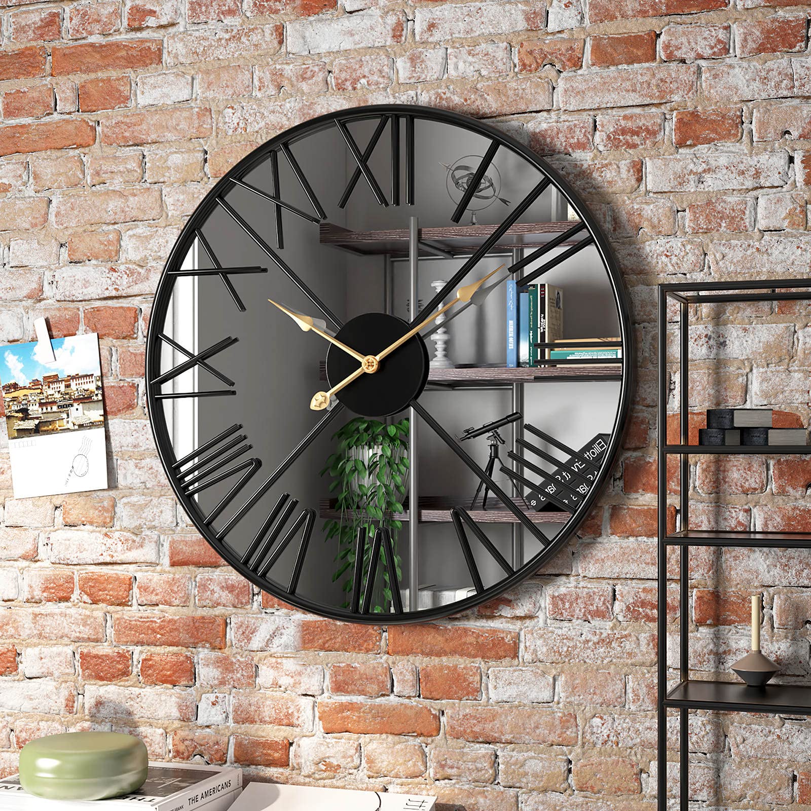 Modern Mirror Wall Clock for Living Room,20inch Large Decorative