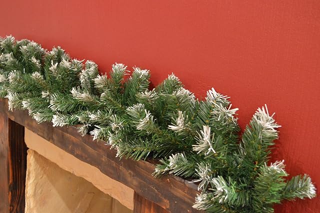 Premier 270cm (9ft) x 25cm Snow Tipped Green Christmas Garland Decoration