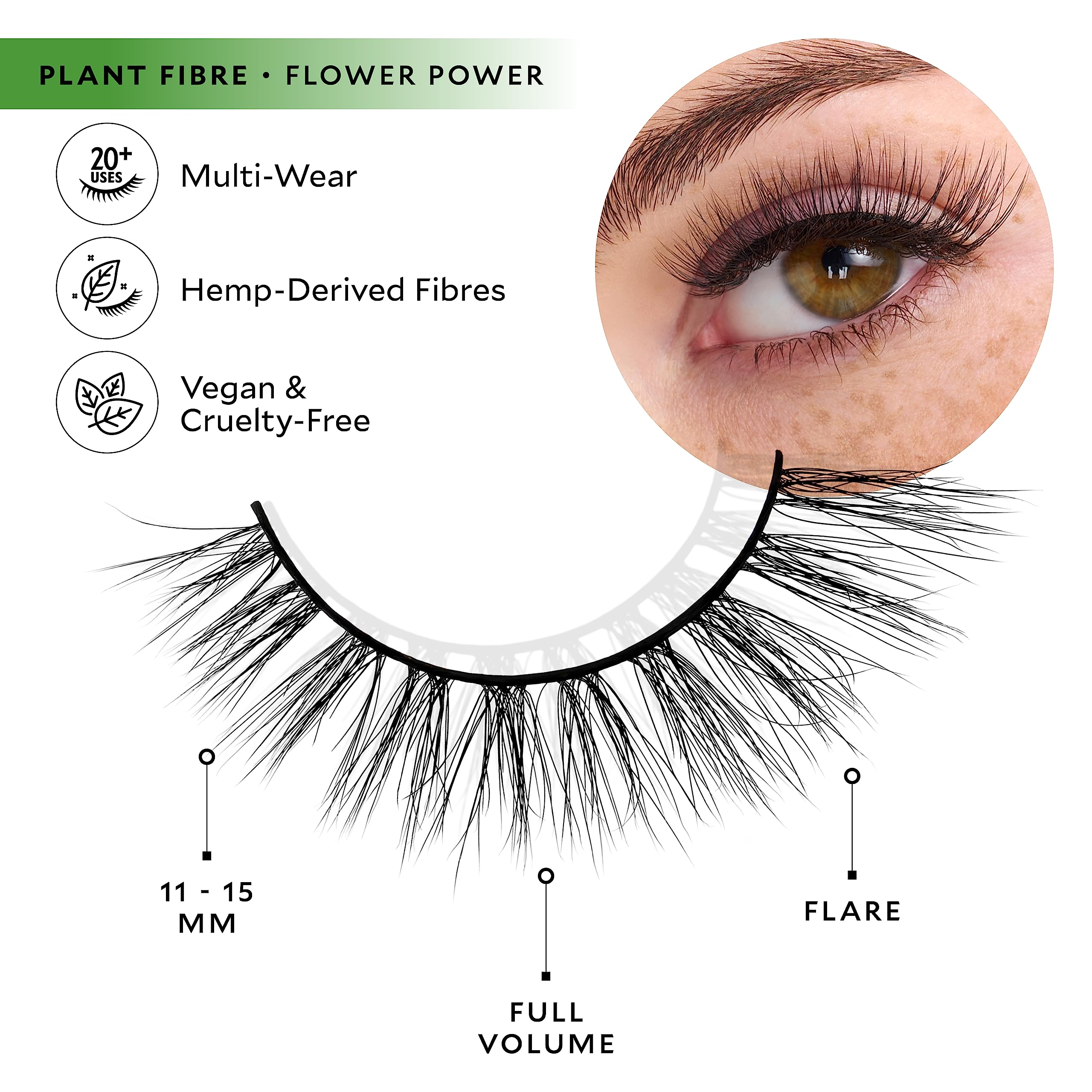 Velour Pflanzenfaser Wimpern - Luxuriöse Hanf gewonnene falsche Wimpern - Leichte wiederverwendbare handgefertigte Fake Lash Extensions - Bis zu 25 Mal tragbar - 100% vegan, weich und bequem, alle