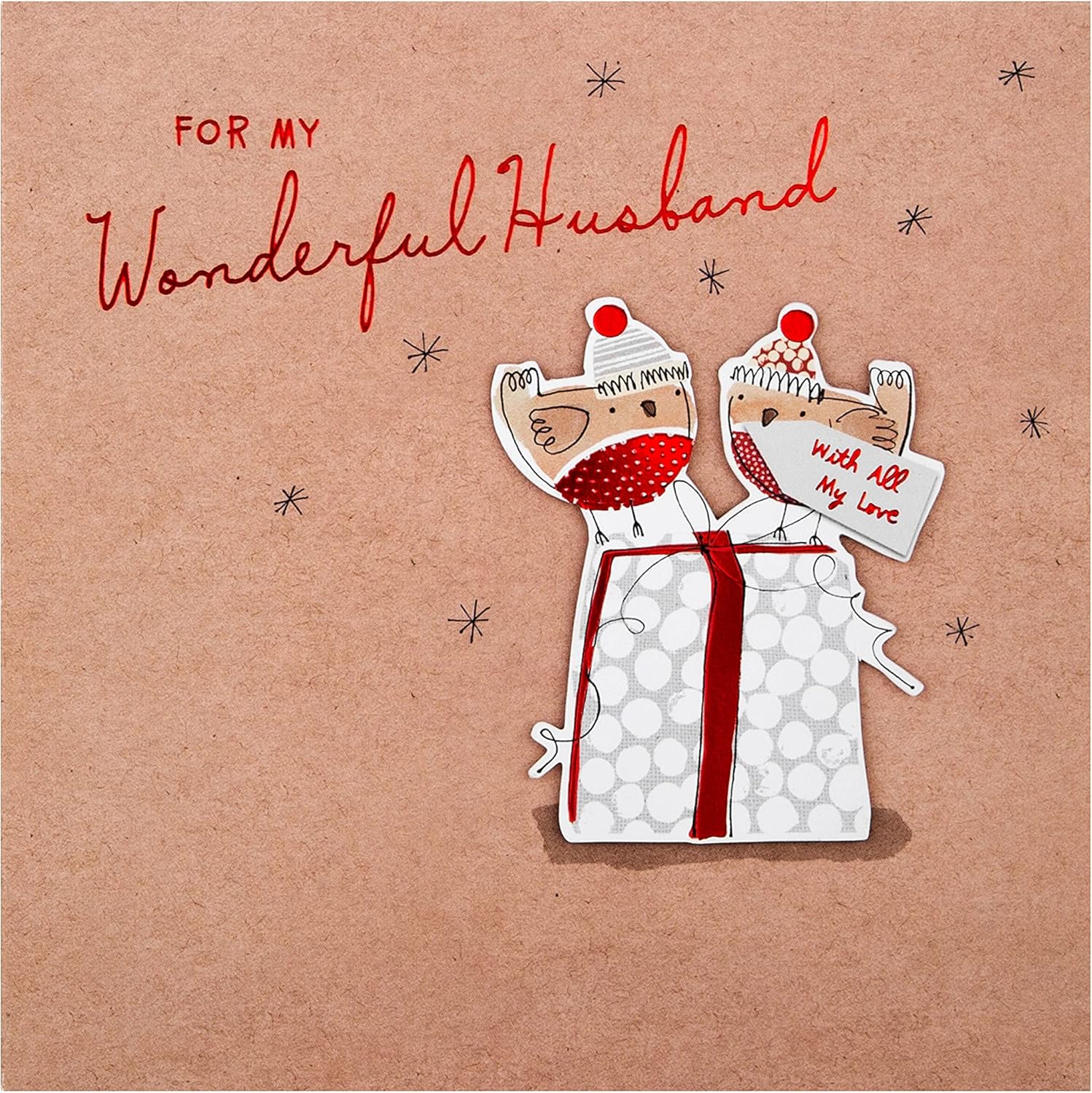 Hallmark Christmas Card for Husband - Cute Illustrated Birds Design