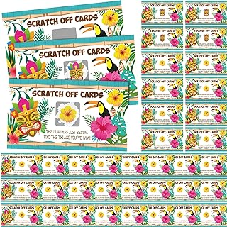 45 Pcs Summer Scratch off Cards for Hawaiian Luau BBQ Party Supplies Includes Winner, Sorry, Instruction Cards for Tiki Theme Tropical Bridal Shower Beach Camping Picnic Party (Hawaiian)