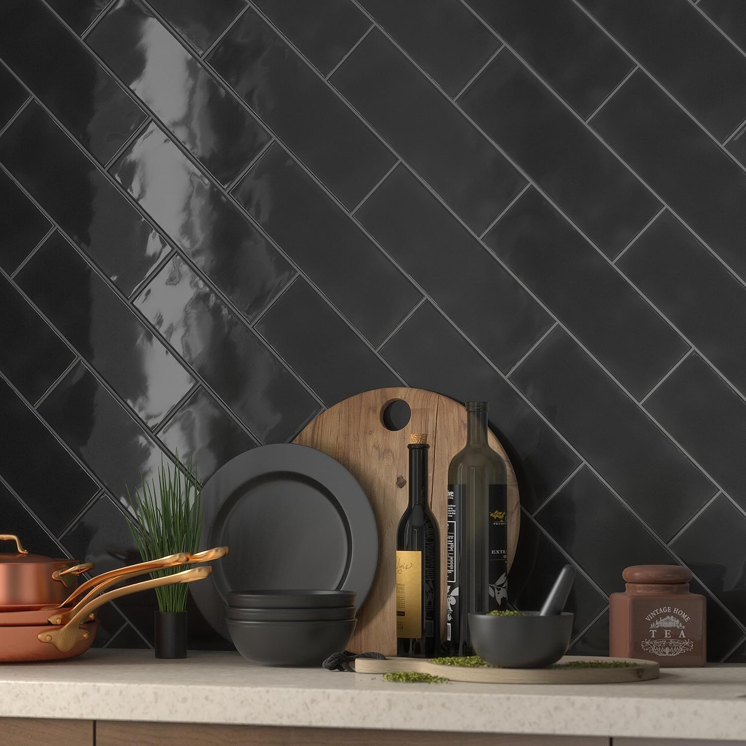 MSI Urbano Ink Glossy Ceramic Subway Wall Tile, 4 in. x 12 in., for Bathroom, Kitchen Backsplash, Shower, and Accent Wall