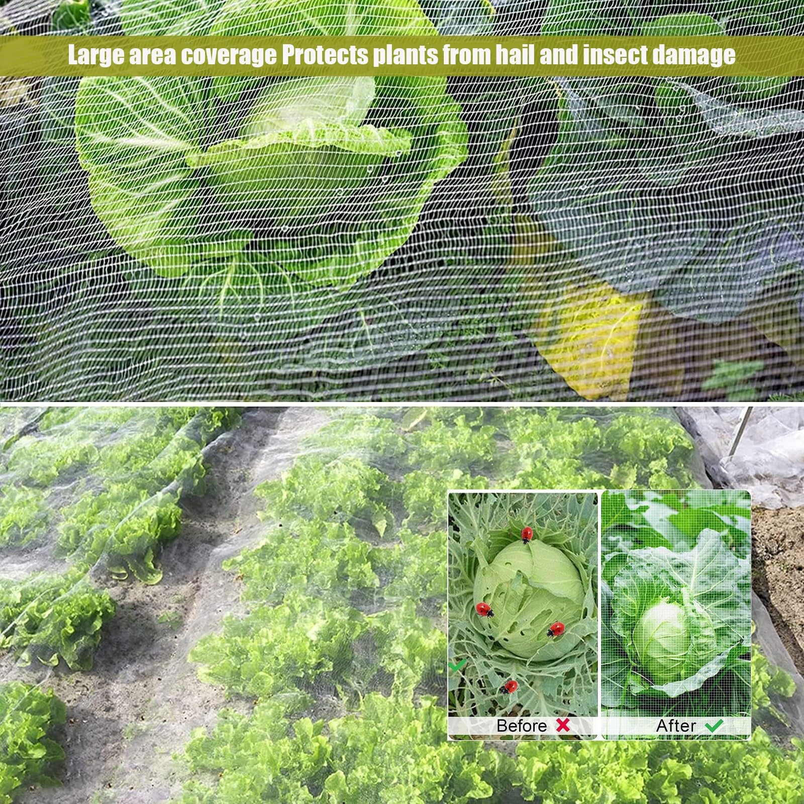 Red de protección de jardín, tamaño personalizable para verduras, plantas y frutas, ideal para camas elevadas, prevención de plagas y solución de seguridad en el jardín