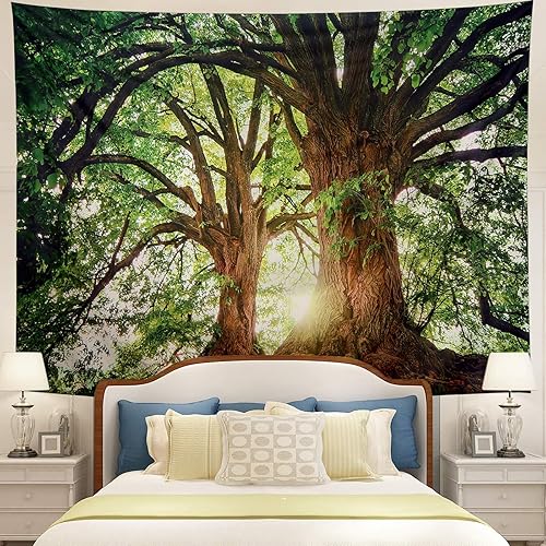Miniatura 8 de ENJOHOS Tapiz de pared grueso con diseño de árbol natural, diseño 3D de bosque medio, para colgar en la pared, para dormitorio, sala de estar,