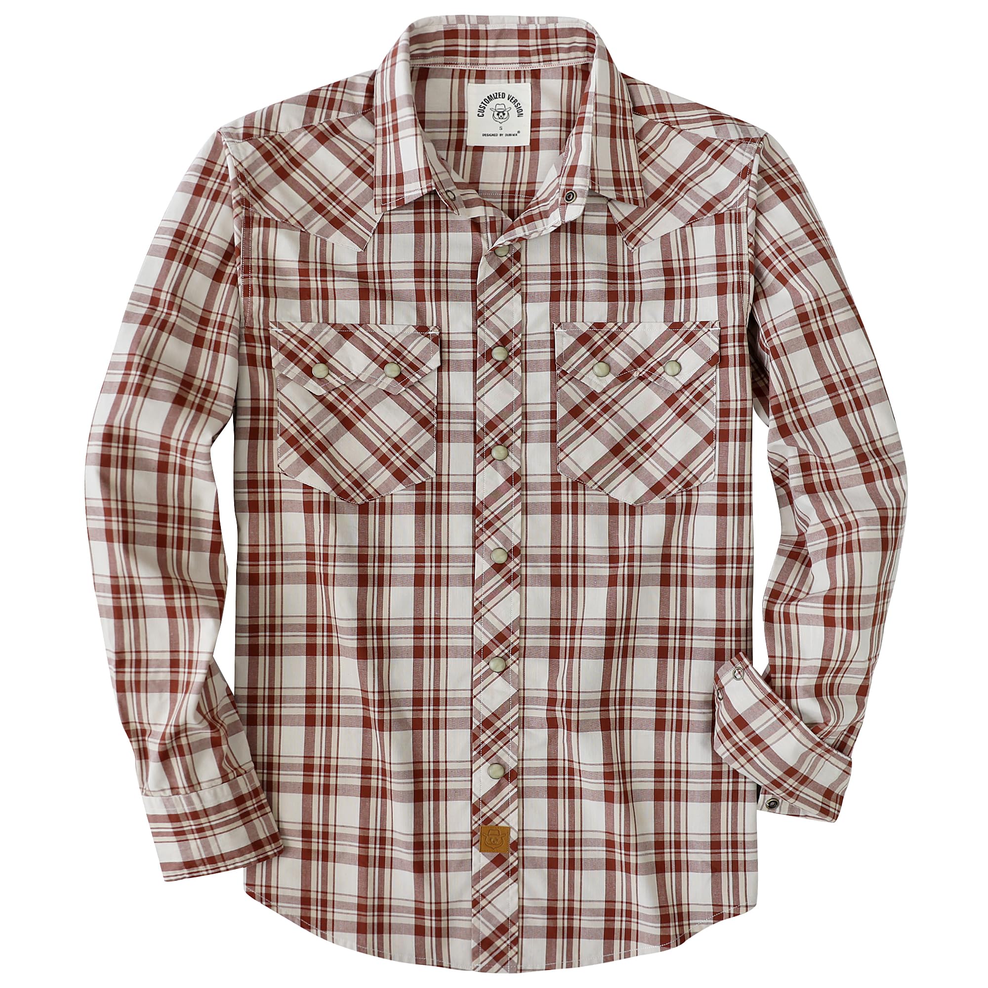 Dubinik® Freizeithemden Für Herren Westernhemd Druckknöpfen Cowboy Kariertes Baumwolle Comfort Fit Langarm Arbeitshemd