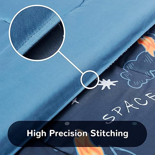 Miniatura 5 de SLEEP ZONE Juego de edredón de 2 piezas para niños y niñas, resistente a la decoloración, lavable a máquina, cohete espacial