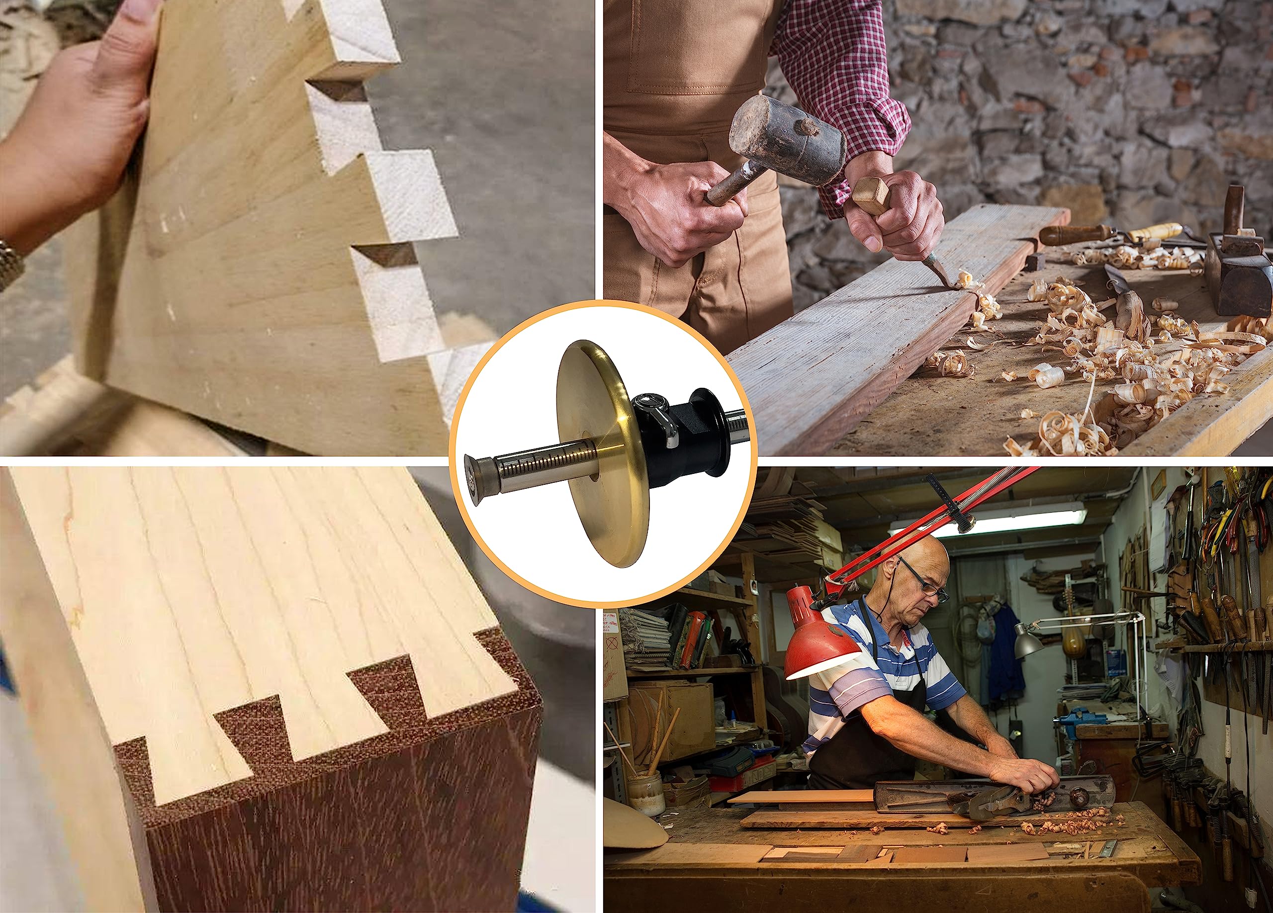 YOSELIN Dovetail Jig Radmarkierungslehre Werkzeug-Set, 1 Lagerradschneider für Weichholz, 1 verriegelter Radschneider für Hartholz, 1 Schraubendreher, 1 Holzbearbeitungsstift, Zoll & mm Maßstab