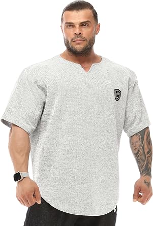 BGSM Men's Oversize T-Shirt, Bodybuilding, Lifting Cardio Rag Top Thick Fabric Textured Active T-Shirt