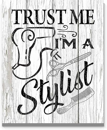 Trust Me I'm A Stylist - Póster de pared de 11 x 14 pulgadas, sin marco, estilo vintage de madera para peluquería, peluquería, decoración de salón