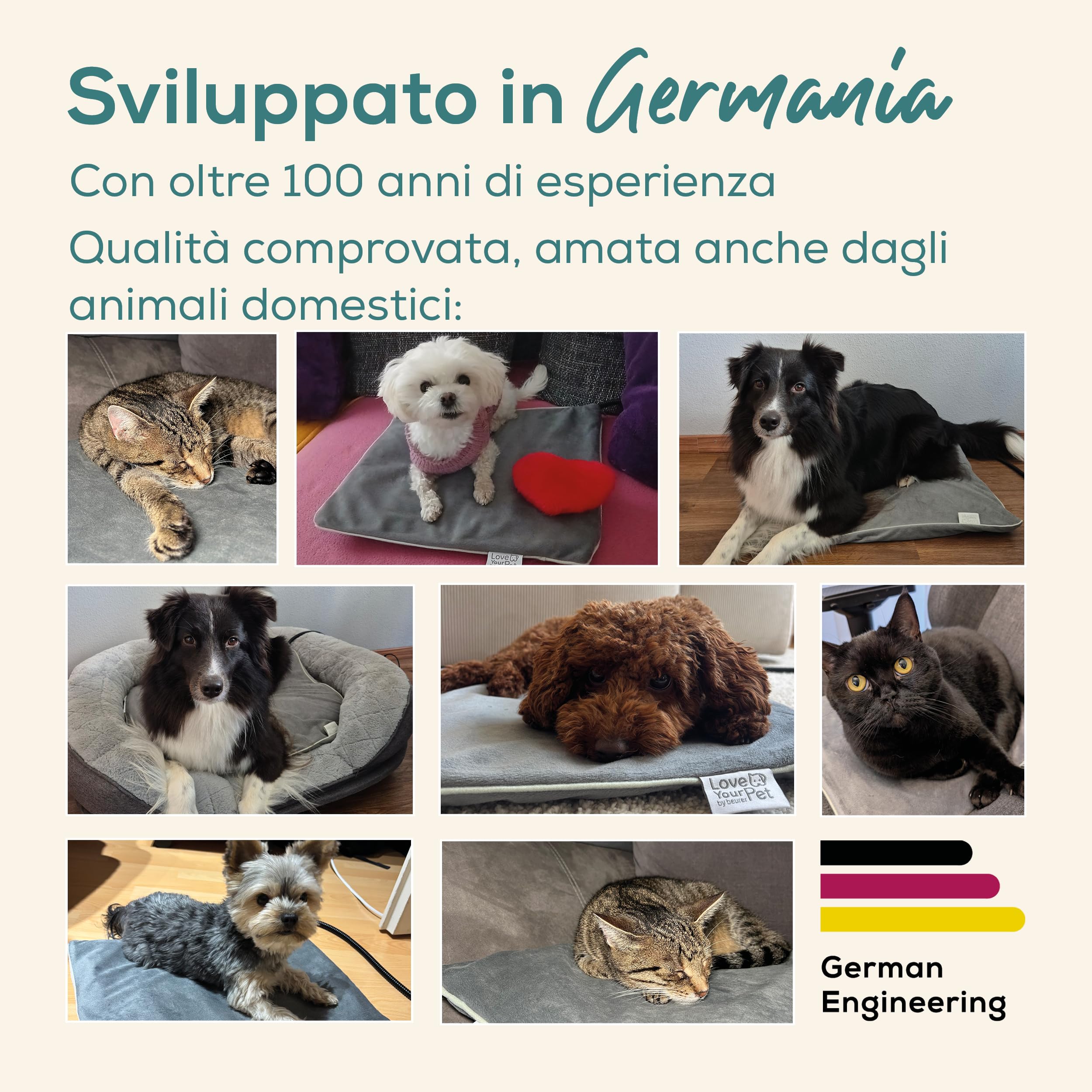 Beurer Love Your Pet Tappetino riscaldante "Lilli" per Cani e Gatti, taglia S, con Timer, termoforo piccolo per animali domestici, lavabile a 30 °C, resistente ai graffi e impermeabile, 41 x 34 cm