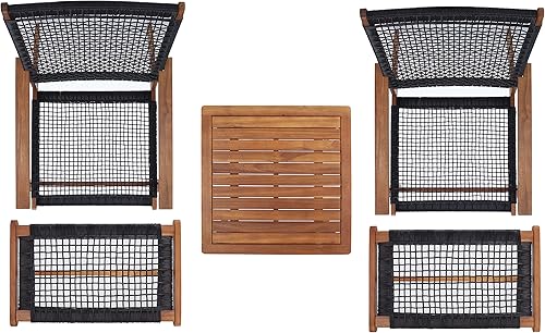 Miniatura 4 de SAFAVIEH Outdoor Collection Chantelle - Juego de patio de 5 piezas de tejido naturalnegro