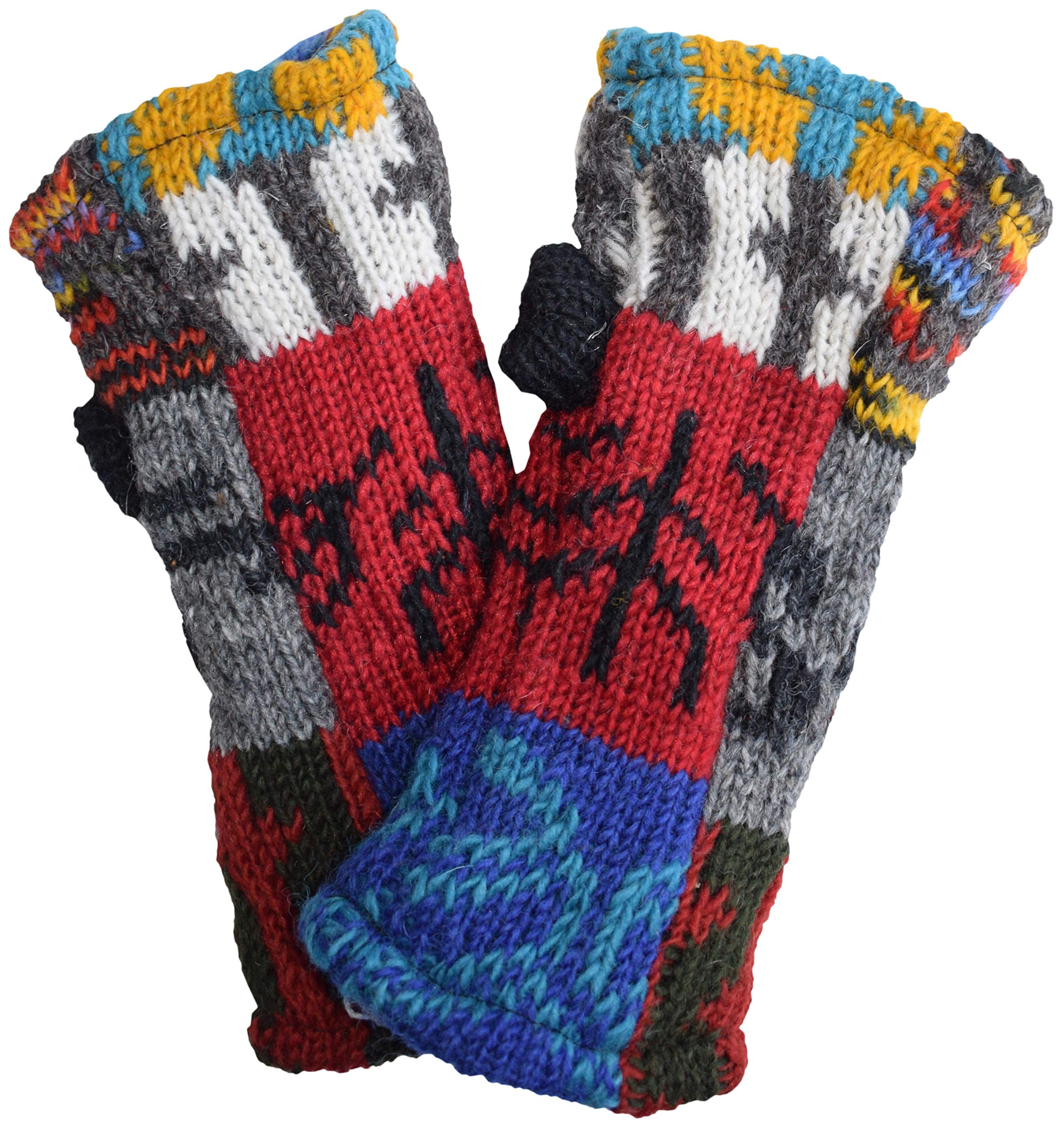 Gheri Women's Warm Woolen Fleece Lined Hand Knitted Mittens Gloves Handwarmers B