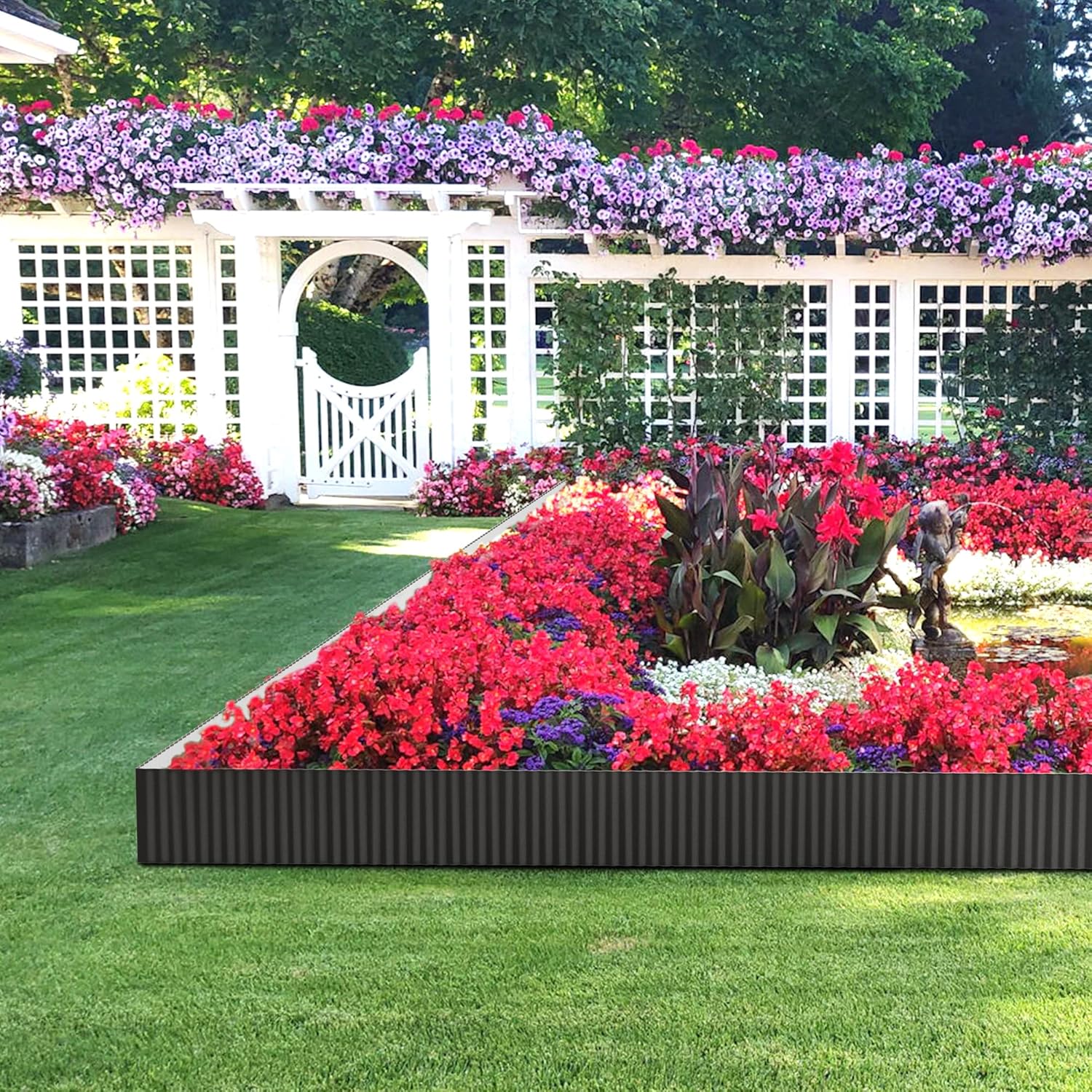WORKPRO 6 inch × 40 feet Corrugated Metal Garden Edging, Black Landscape Edging Border, Flexible & Rust-Resistant, Easy to Install for DIY Lawn, Flower Bed, Gardens Fence