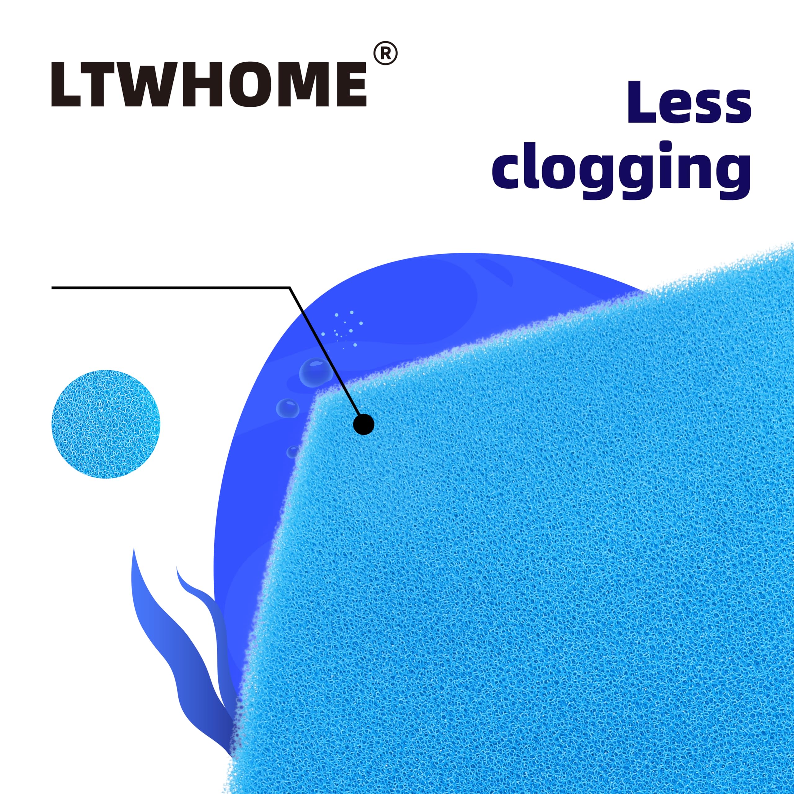 LTWHOME DIY Coarse Foam Sheet Filter Pad Sponge, Filter Accessories for Fish Tank and Koi Pond 460mm x 300mm(Pack of 1) - Image 2